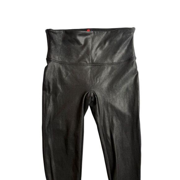 Spanx Womens Faux Leather Leggings Stretch Pants Color Black Size Large Petite - Picture 3 of 11